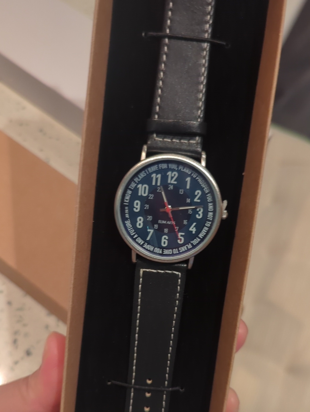 Men's Black Leather Strap Watch